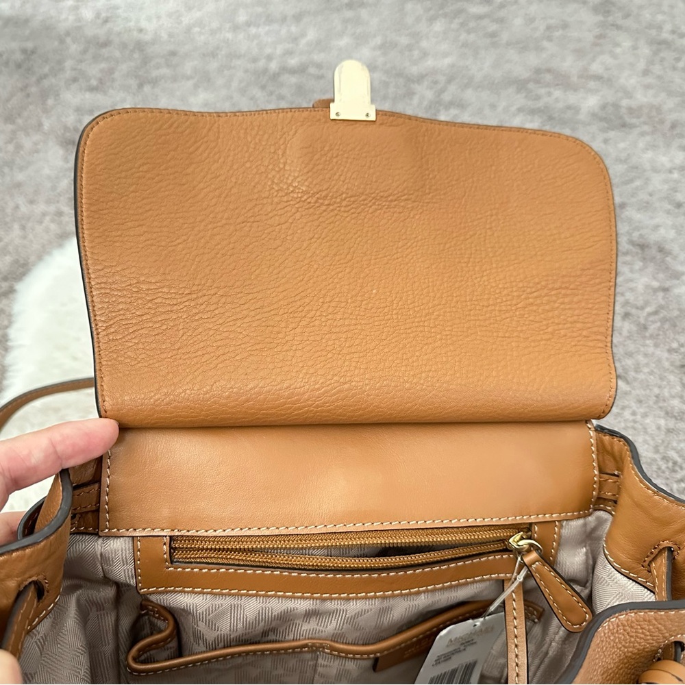 Like New Michael Kors Romy Acorn/Brown Pebbled Leather Backpack with Dust Bag - Picture 8 of 14